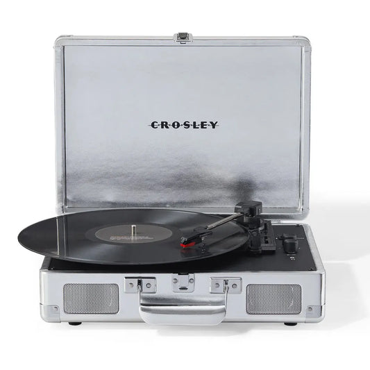 Crosley Cruiser Bluetooth Portable Turntable + Crosley Turntable Stand Bundle - Silver - Image 5
