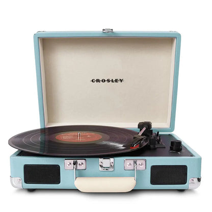 Crosley Cruiser Bluetooth Portable Turntable - Turquoise + Gadhouse Vinyl Rack Bundle - Black - Image 3