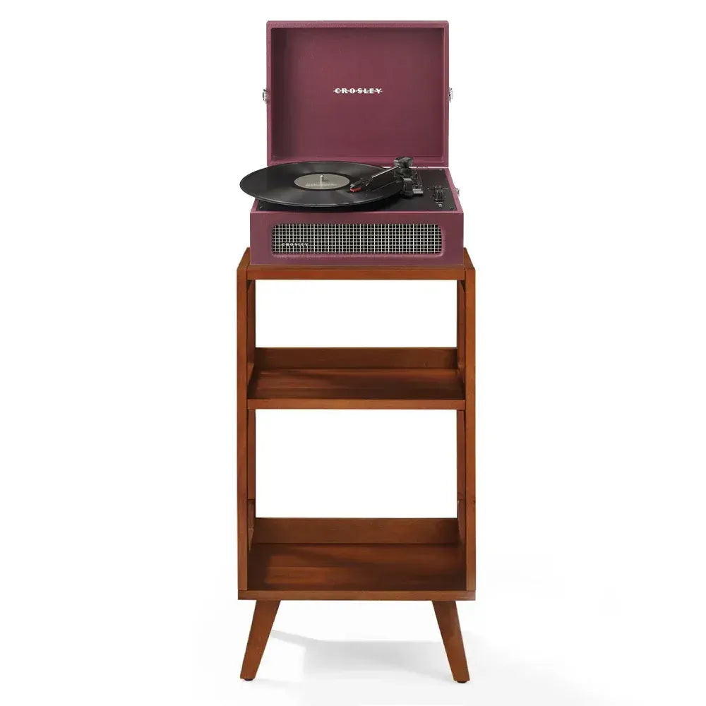 Crosley Voyager Bluetooth Portable Turntable + Crosley Asheville Stand Bundle  - Burgundy