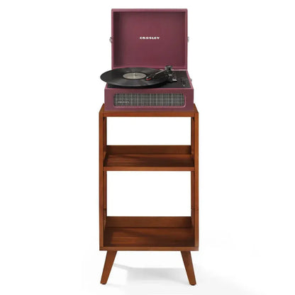 Crosley Voyager Bluetooth Portable Turntable + Crosley Asheville Stand Bundle  - Burgundy