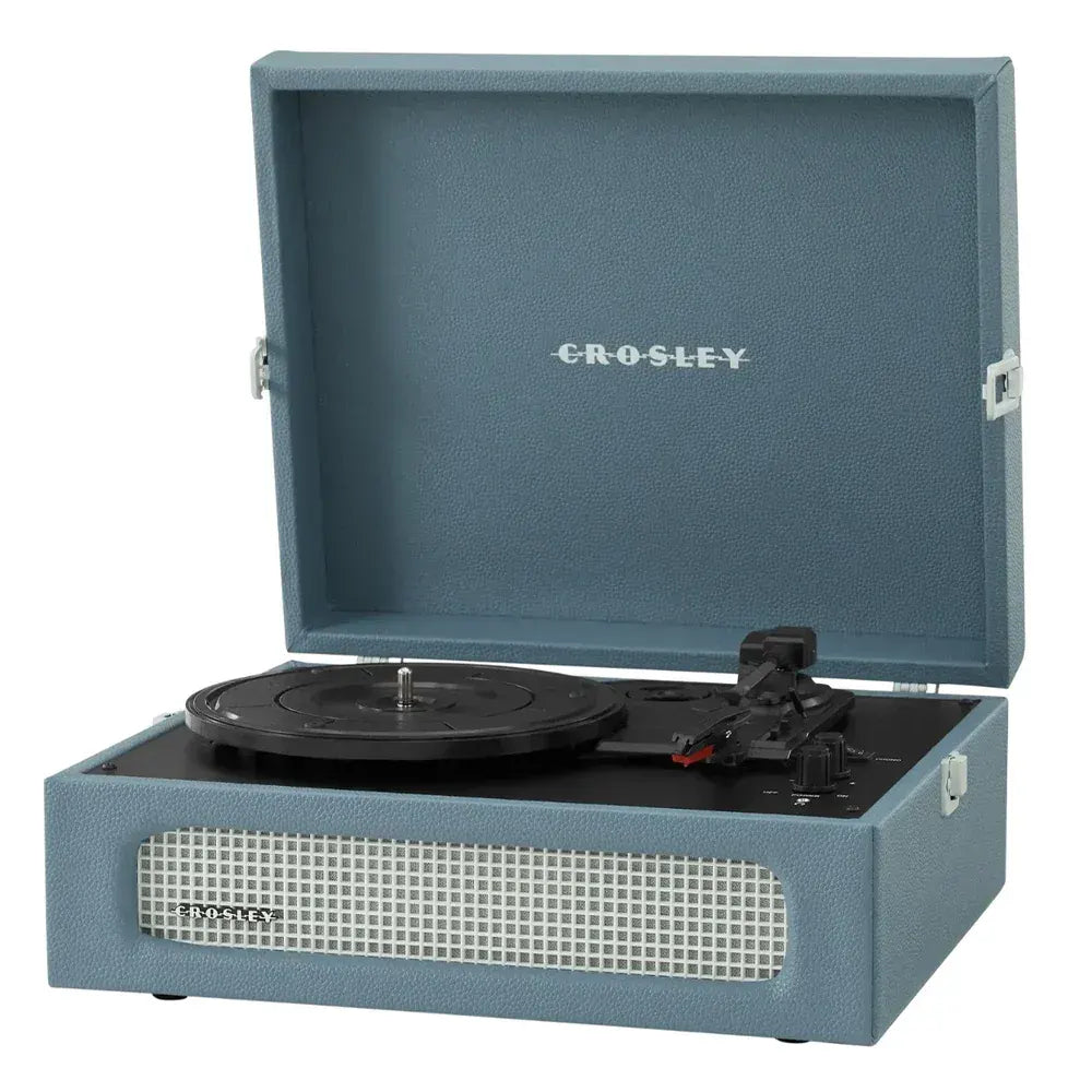 Crosley Voyager Bluetooth Portable Turntable + Bundled Record Storage Crate - Washed Blue - Image 4