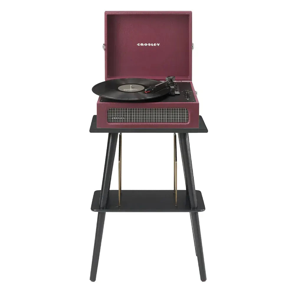 Crosley Voyager Bluetooth Portable Turntable + Entertainment Stand Bundle  - Burgundy