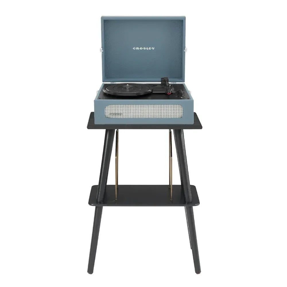 Crosley Voyager Bluetooth Portable Turntable + Entertainment Stand Bundle  - Washed Blue
