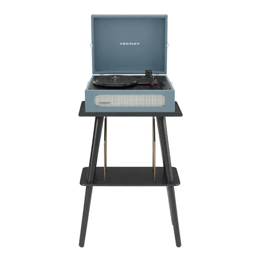 Crosley Voyager Bluetooth Portable Turntable + Entertainment Stand Bundle  - Washed Blue