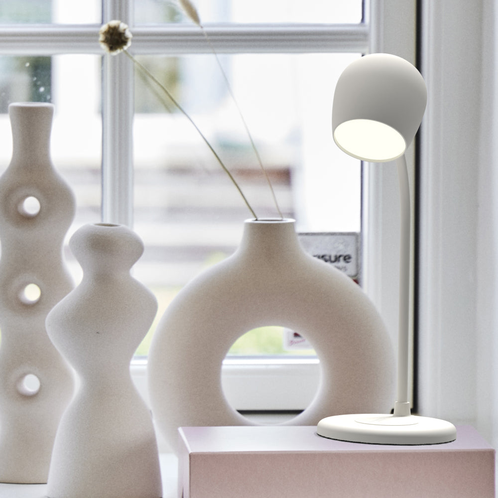 Kreafunk Ellie Lamp W/ Qi Charger And Bluetooth Speaker - White - Image 2