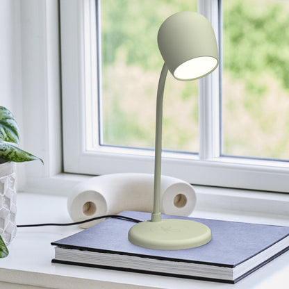 Kreafunk Ellie Lamp W/ Qi Charger And Bluetooth Speaker - Dusty Olive - Image 2