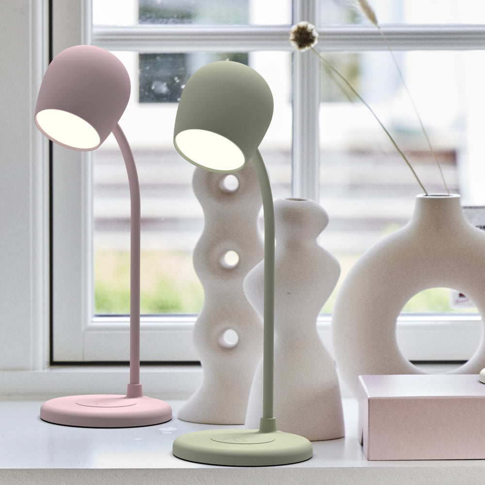 Kreafunk Ellie Lamp W/ Qi Charger And Bluetooth Speaker - Dusty Olive - Image 3
