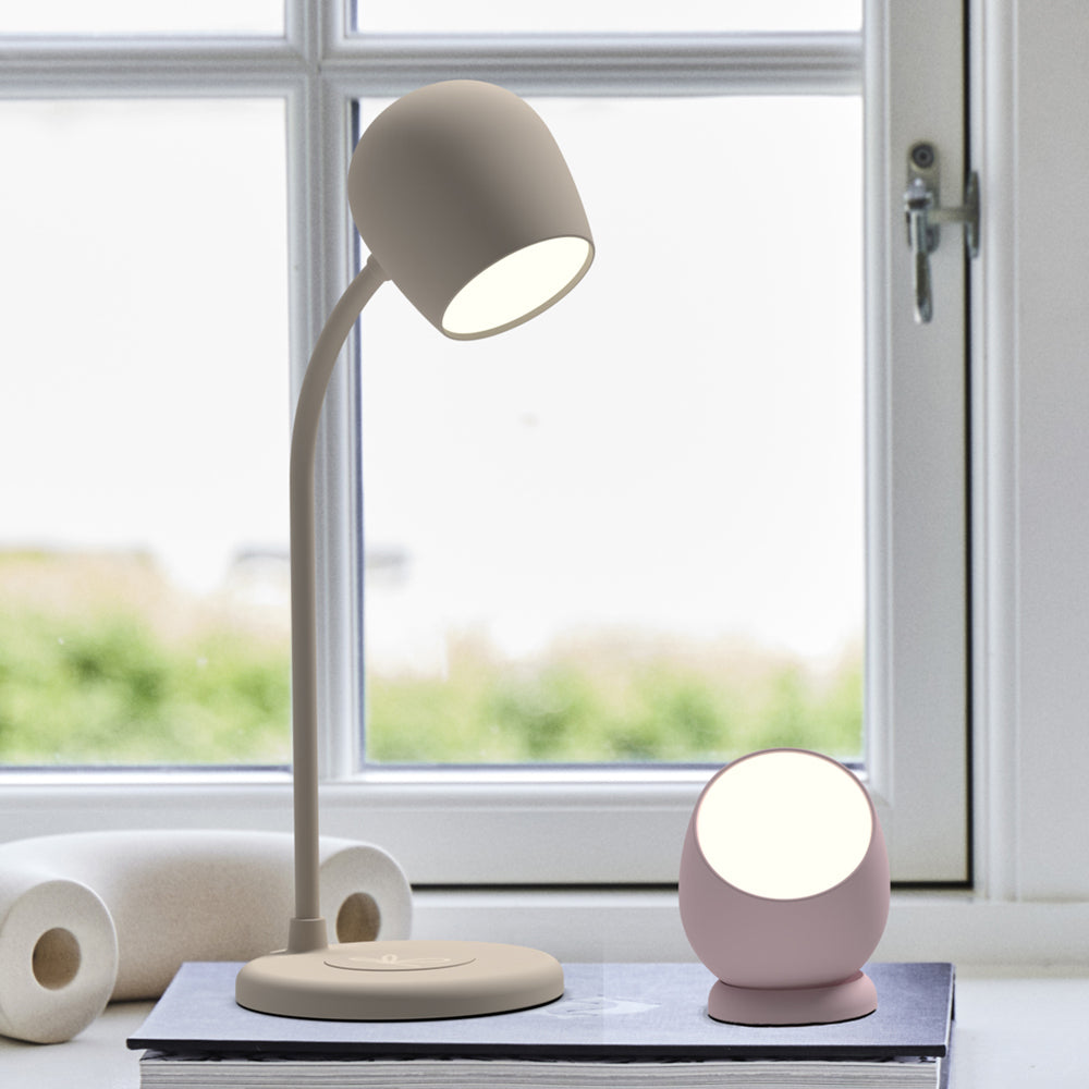 Kreafunk Ellie Lamp W/ Qi Charger And Bluetooth Speaker - Ivory Sand - Image 2
