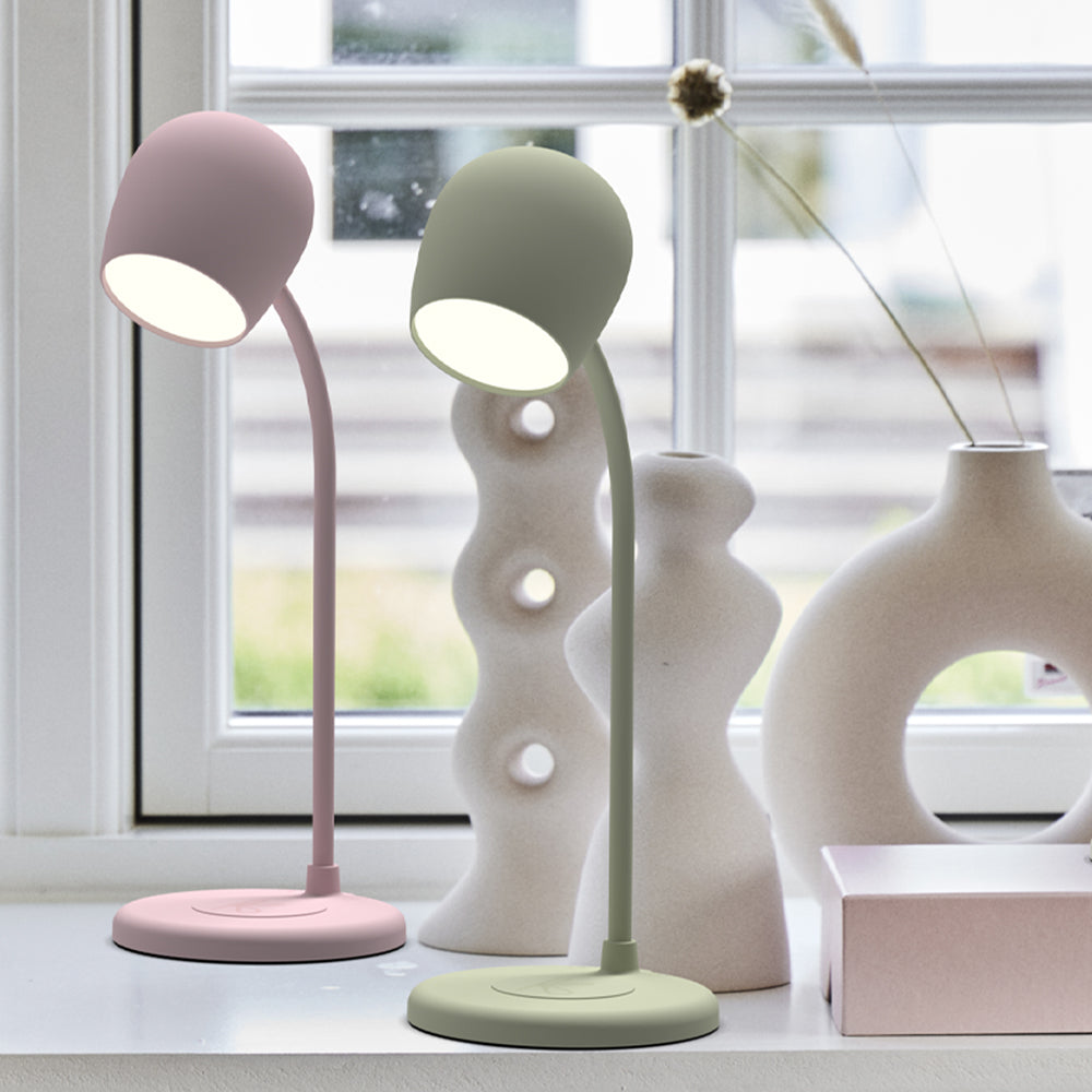 Kreafunk Ellie Lamp W/ Qi Charger And Bluetooth Speaker - Dusty Rose - Image 2