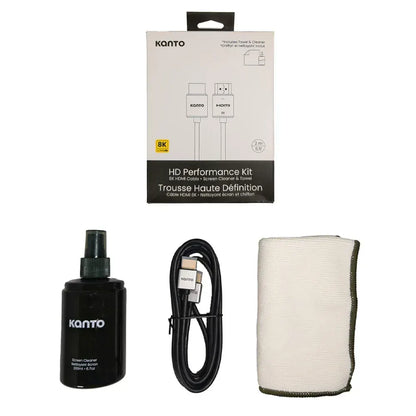 Kanto HD Performance Kit - Screen Cleaner, Microfibre Towel, 8K HDMI Cable, 2mtr