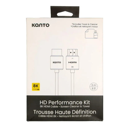 Kanto HD Performance Kit - Screen Cleaner, Microfibre Towel, 8K HDMI Cable, 2mtr - Image 5