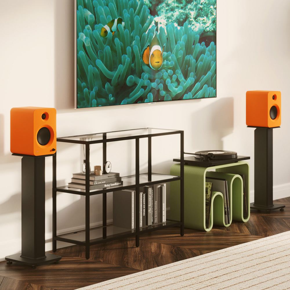 Kanto REN 200W Powered Bookshelf Speakers with HDMI ARC, USB-C, and Bluetooth 5.3 - Matte Orange, Pair - Image 3