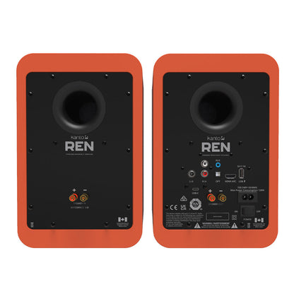 Kanto REN 200W Powered Bookshelf Speakers with HDMI ARC, USB-C, and Bluetooth 5.3 - Matte Orange, Pair - Image 6