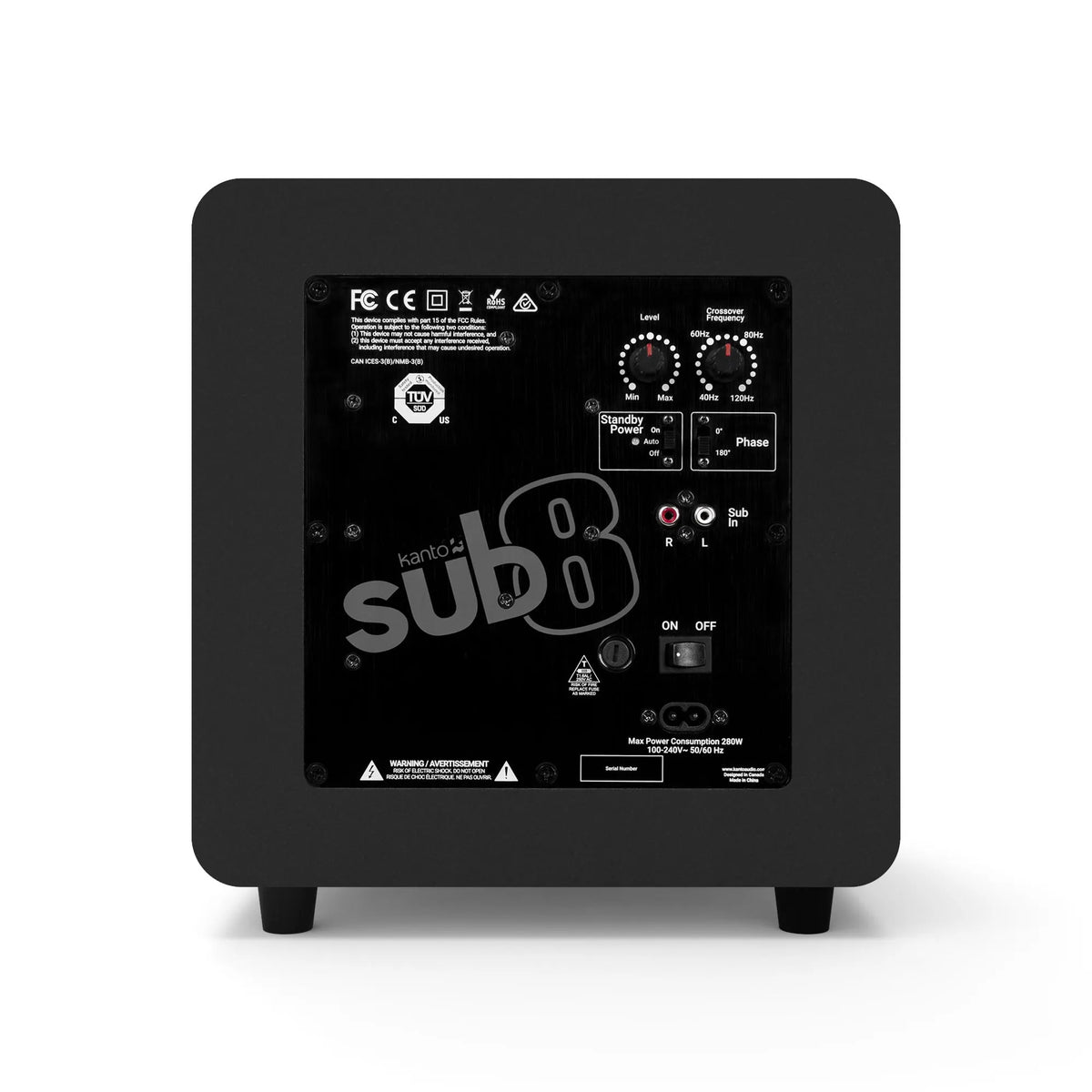Kanto SUB8 300W 8" Sealed Powered Subwoofer, Matte Black - Image 5