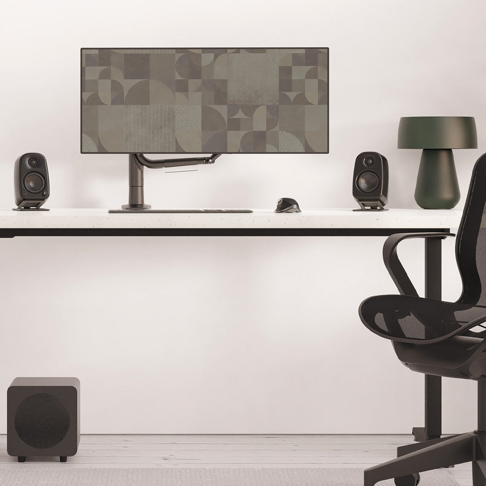 Kanto UKI 100W Desktop Speakers with Bluetooth, USB-C, Headphone out, Onyx (Matte Black), Pair - Image 2