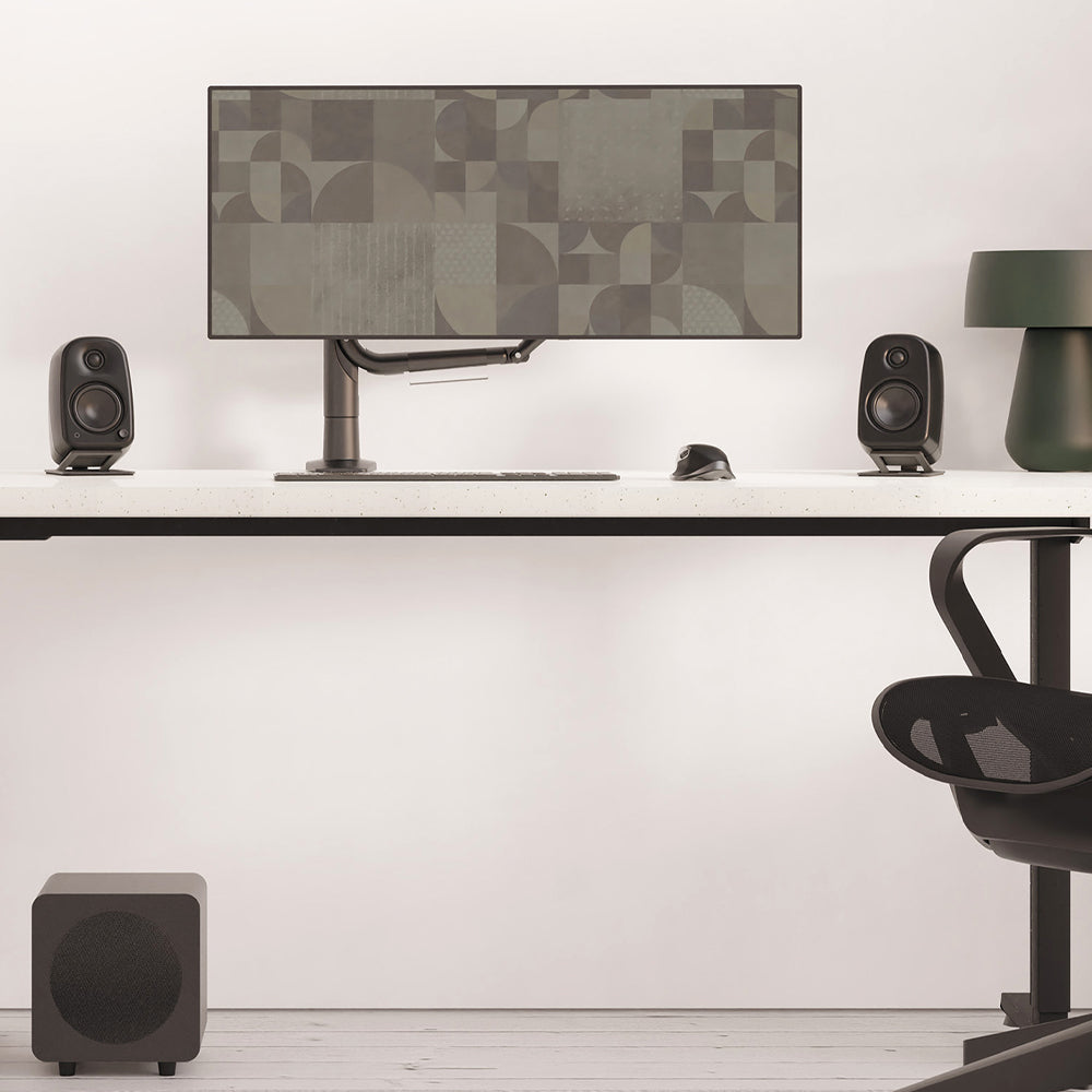 Kanto UKI 100W Desktop Speakers with Bluetooth, USB-C, Headphone out, Chalk (Matte White), Pair - Image 2