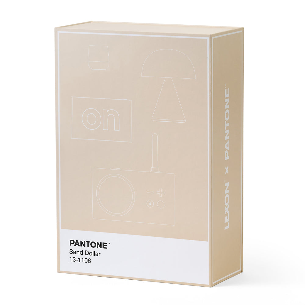 Lexon GIFT Set PANTONE - Includes Mino+ Mini Speaker, Flip Classic Clock, Mina M Lamp, Thykho 3  Speaker - Sand