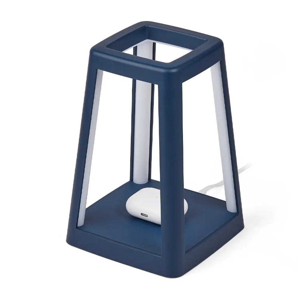Lexon Lantern Portable Lamp With Built-In Wireless Charger - Blue - Image 2