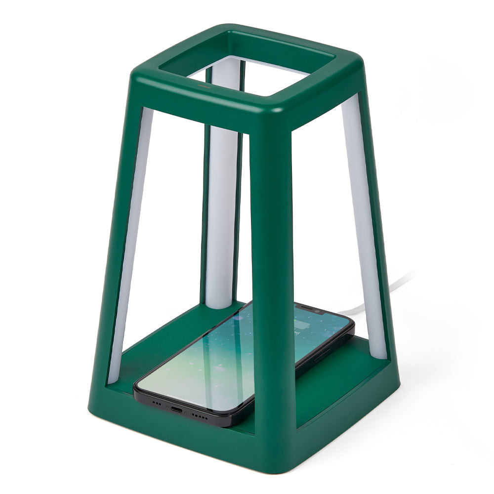 Lexon Lantern Portable Lamp With Built-In Wireless Charger - Green - Image 2