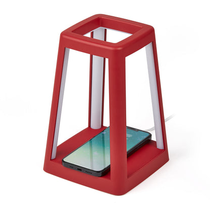 Lexon Lantern Portable Lamp With Built-In Wireless Charger - Red - Image 2