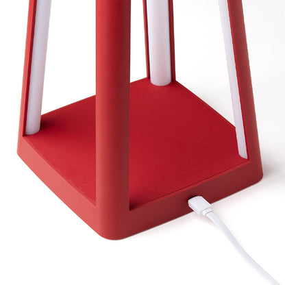 Lexon Lantern Portable Lamp With Built-In Wireless Charger - Red - Image 4
