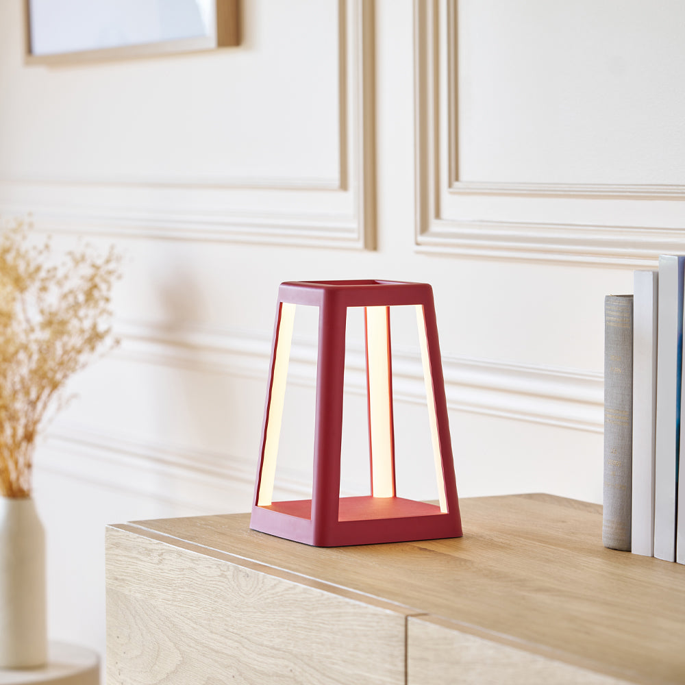 Lexon Lantern Portable Lamp With Built-In Wireless Charger - Red - Image 5