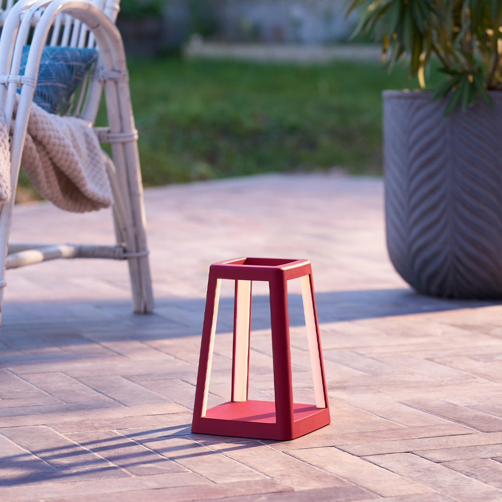 Lexon Lantern Portable Lamp With Built-In Wireless Charger - Red - Image 6