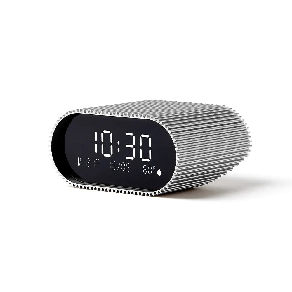 Lexon Ray Clock Lcd Alarm Clock With Temperature / Humidity Display - Alu Polish - Image 2