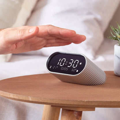 Lexon Ray Clock Lcd Alarm Clock With Temperature / Humidity Display - Alu Polish - Image 3