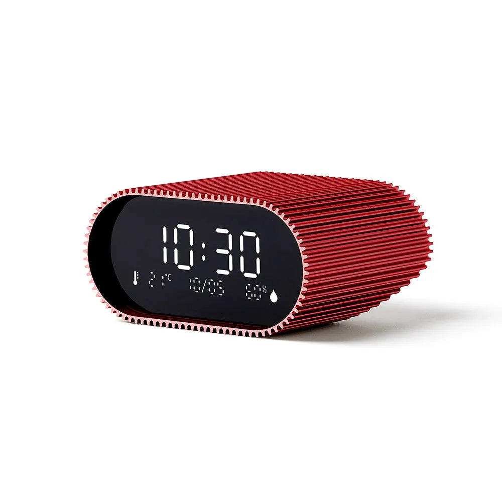 Lexon Ray Clock Lcd Alarm Clock With Temperature / Humidity Display - Red - Image 2