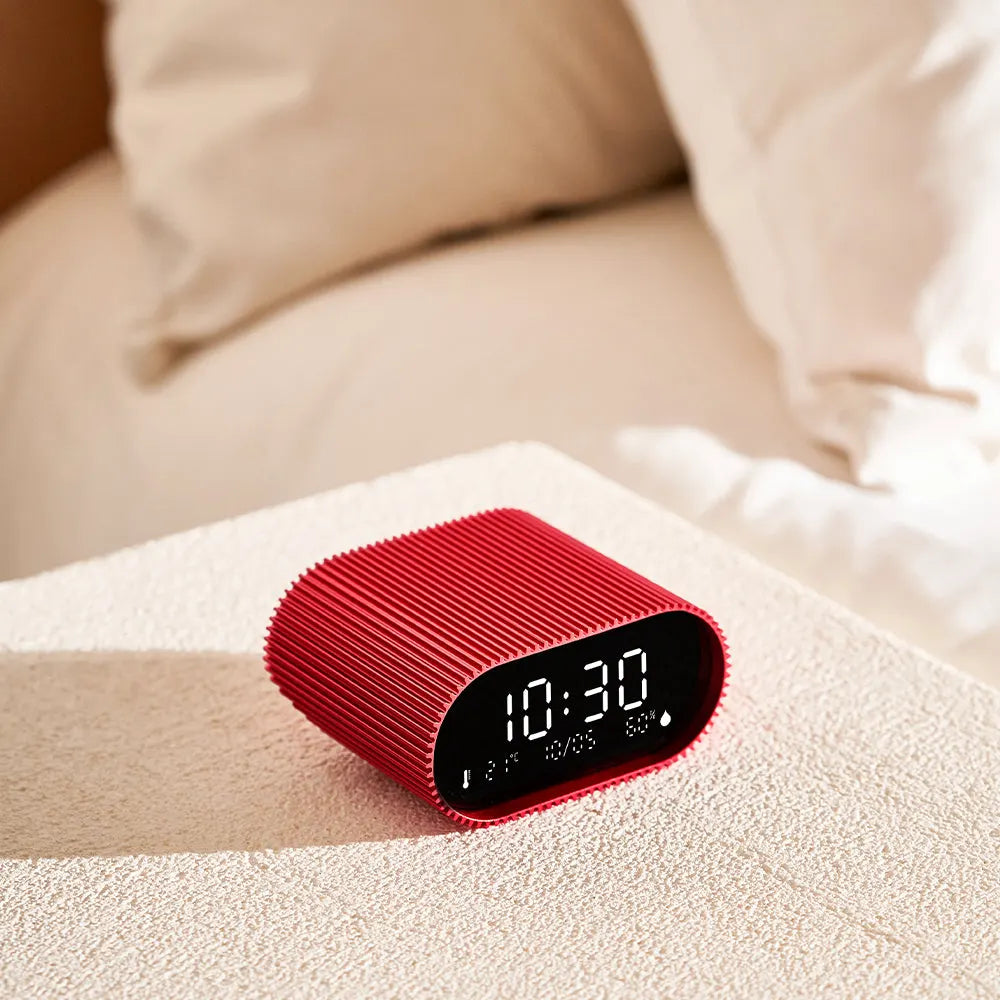 Lexon Ray Clock Lcd Alarm Clock With Temperature / Humidity Display - Red - Image 5