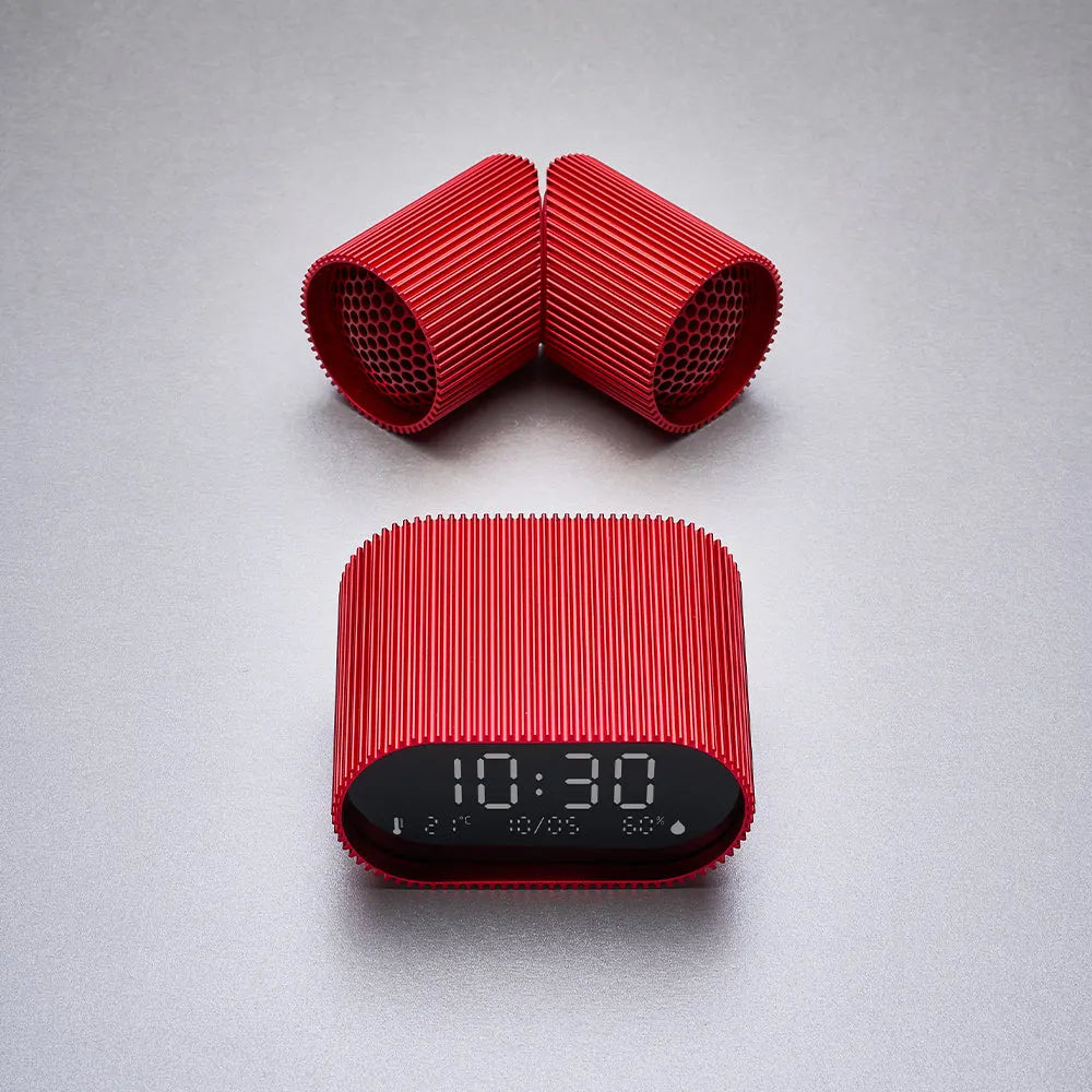 Lexon Ray Clock Lcd Alarm Clock With Temperature / Humidity Display - Red - Image 6