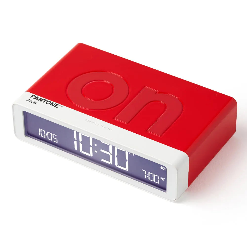 Lexon Flip Classic Reversible Alarm Clock PANTONE - 2035 Red - Image 3