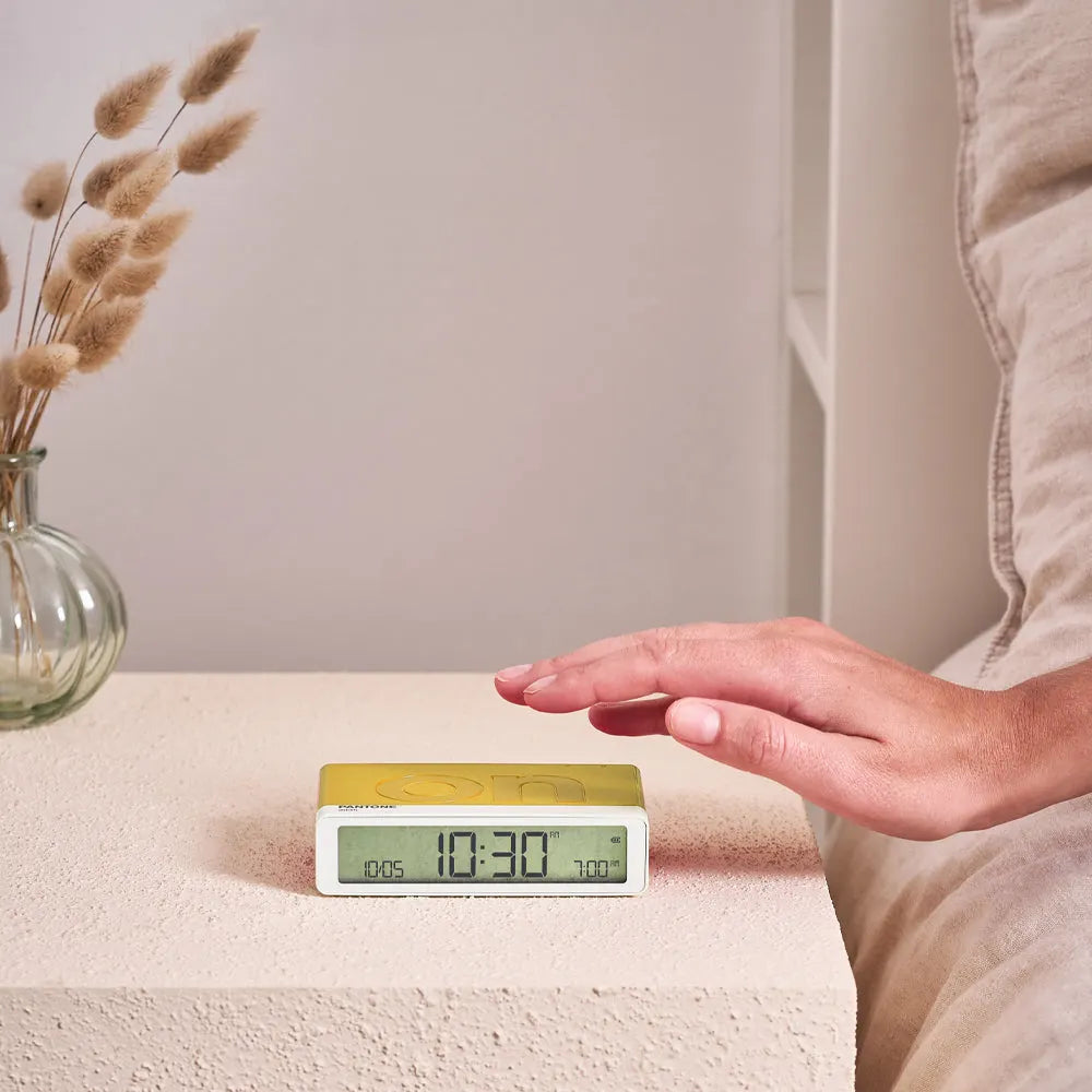 Lexon Flip Classic Reversible Alarm Clock PANTONE - Yellow - Image 2