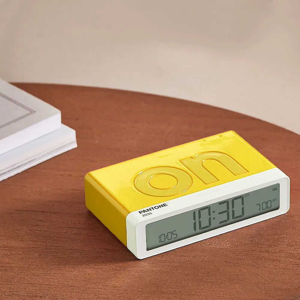 Lexon Flip Classic Reversible Alarm Clock PANTONE - Yellow - Image 4