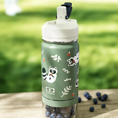 Monbento Twisty Kids Water Bottle with Snack Container- Racoon - Image 2