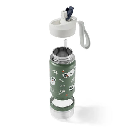 Monbento Twisty Kids Water Bottle with Snack Container- Racoon - Image 3