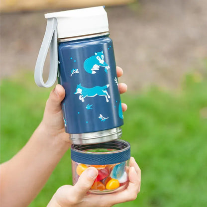 Monbento Twisty Kids Water Bottle with Snack Container-  Wolf - Image 2