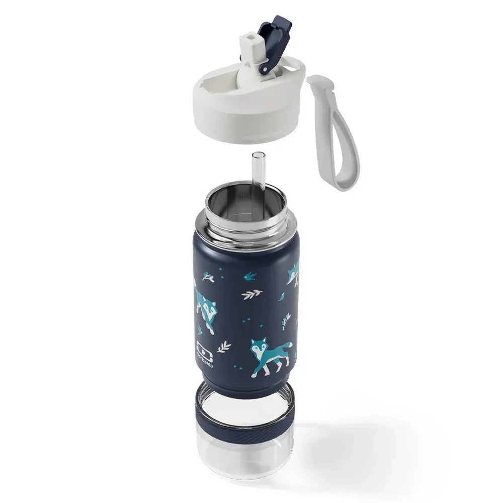 Monbento Twisty Kids Water Bottle with Snack Container-  Wolf - Image 3