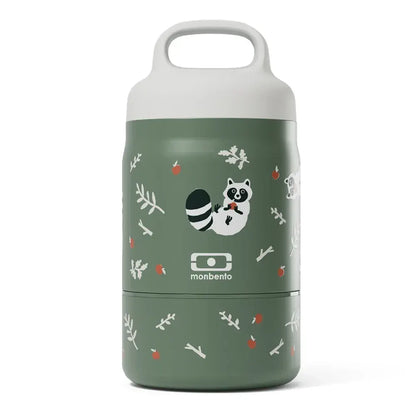 Monbento Handy Kids Insulated Lunch Box with Compartments - Raccoon