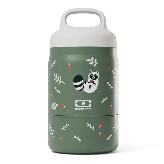 Monbento Handy Kids Insulated Lunch Box with Compartments - Raccoon