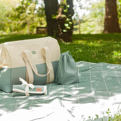 Monbento Waterproof Picnic Blanket for Outdoor Meals - Green Natural - Image 2