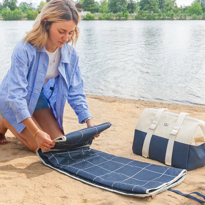 Monbento Waterproof Picnic Blanket for Outdoor Meals - Blue Natural - Image 2
