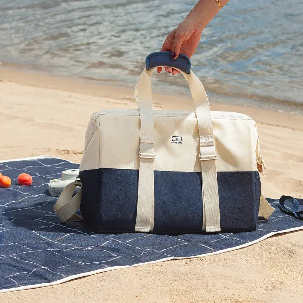 Monbento Waterproof Picnic Blanket for Outdoor Meals - Blue Natural - Image 4