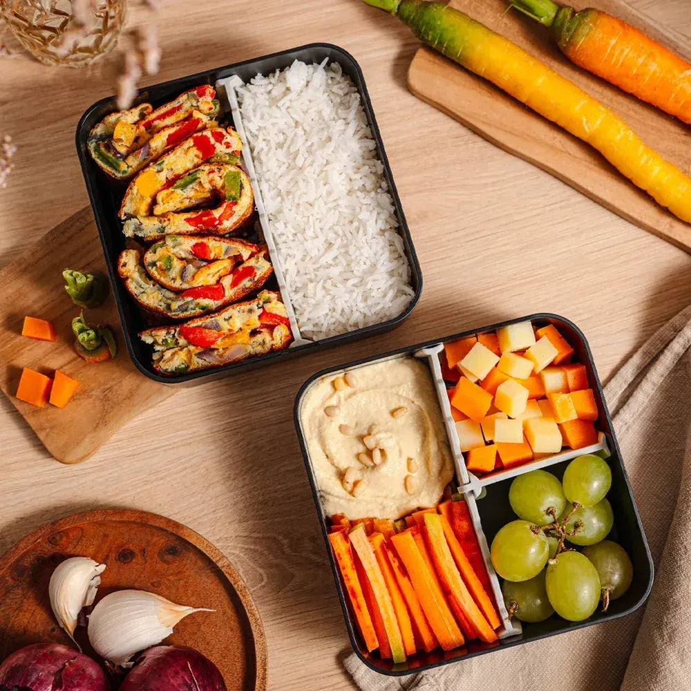 Monbento Flex - The 2 Compartment Lunch Box with Cutlery - Black Onyx - Image 2