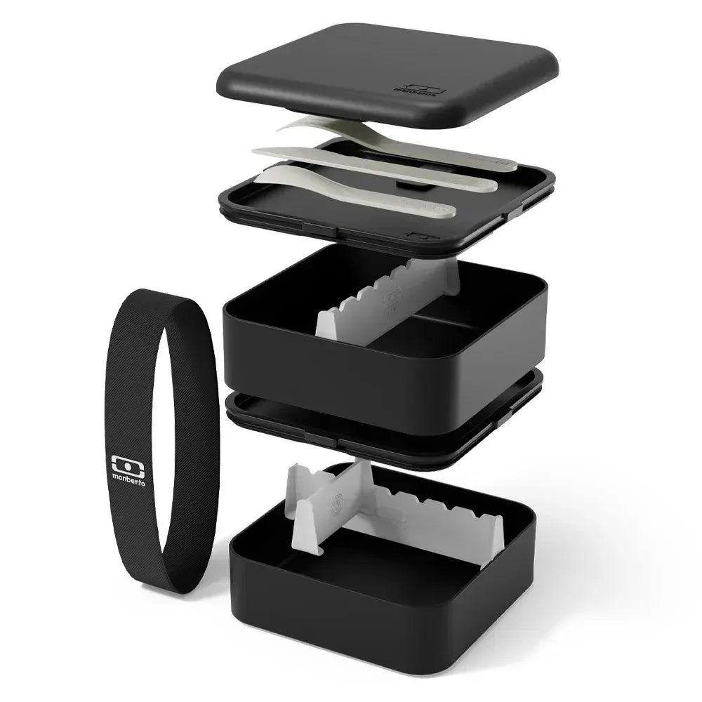 Monbento Flex - The 2 Compartment Lunch Box with Cutlery - Black Onyx - Image 3