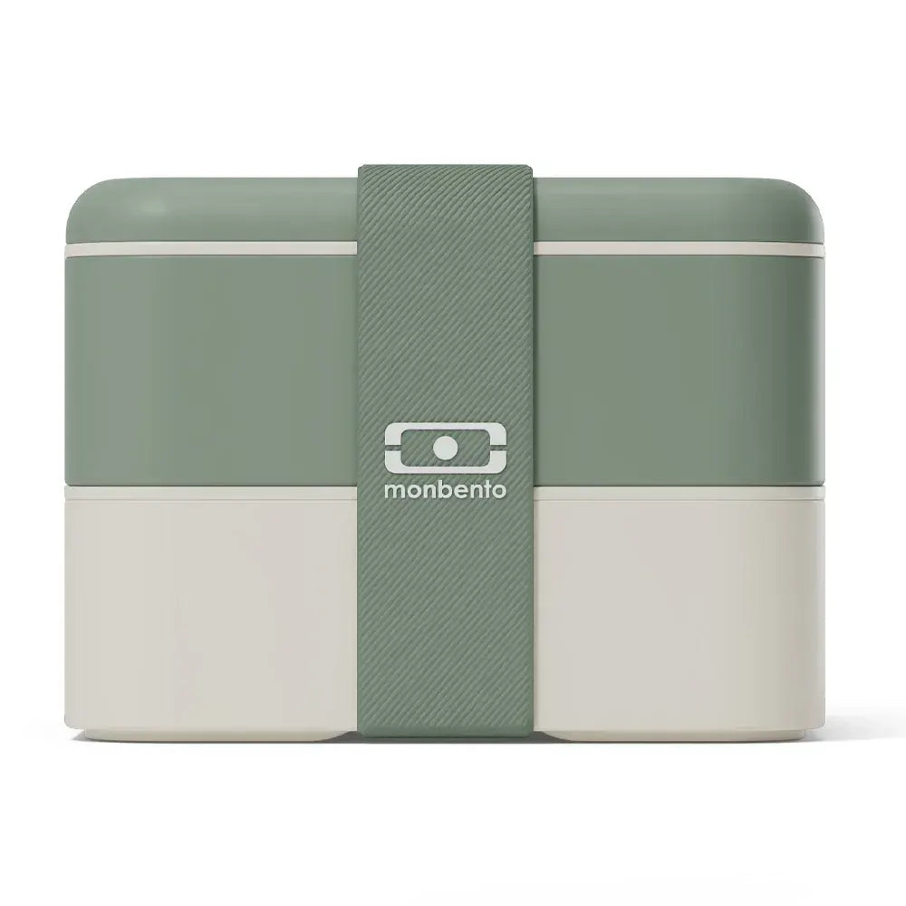 Monbento Flex - The 2 Compartment Lunch Box with Cutlery - Green Natural
