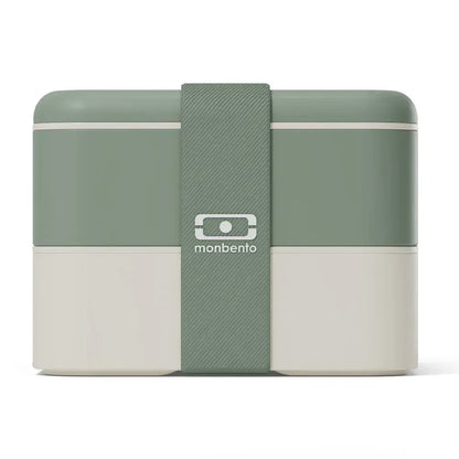 Monbento Flex - The 2 Compartment Lunch Box with Cutlery - Green Natural