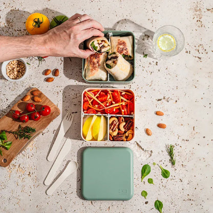 Monbento Flex - The 2 Compartment Lunch Box with Cutlery - Green Natural - Image 4