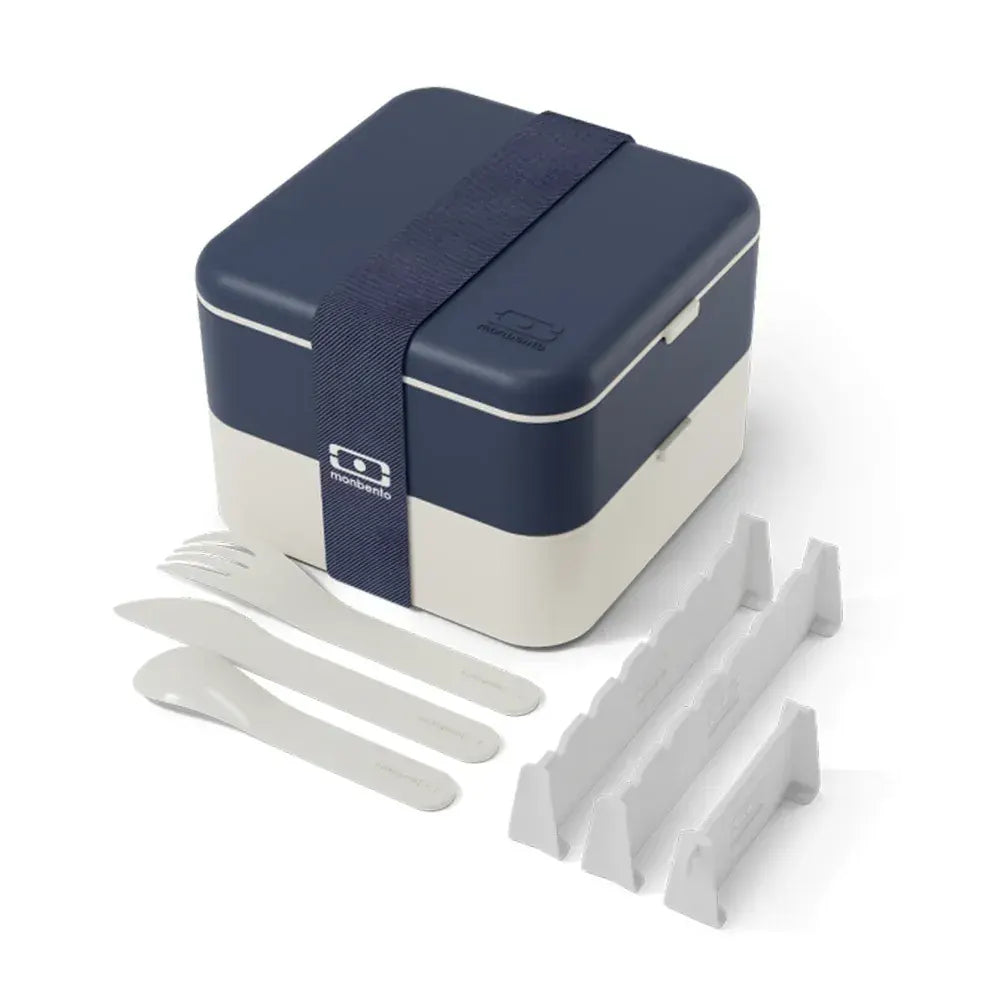 Monbento Flex - The 2 Compartment Lunch Box with Cutlery - Blue Natural - Image 4